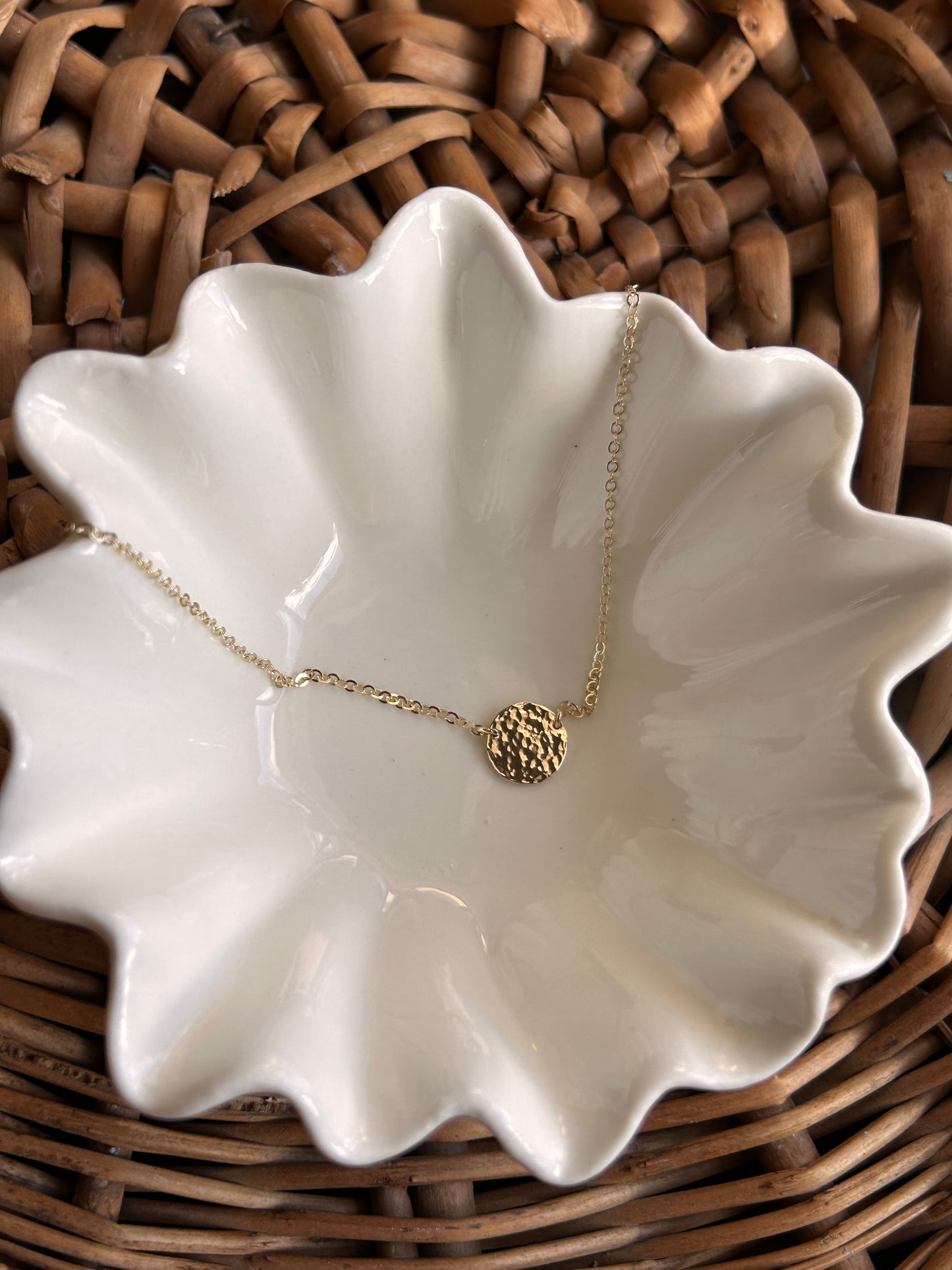 Hammered Disc Station Necklace