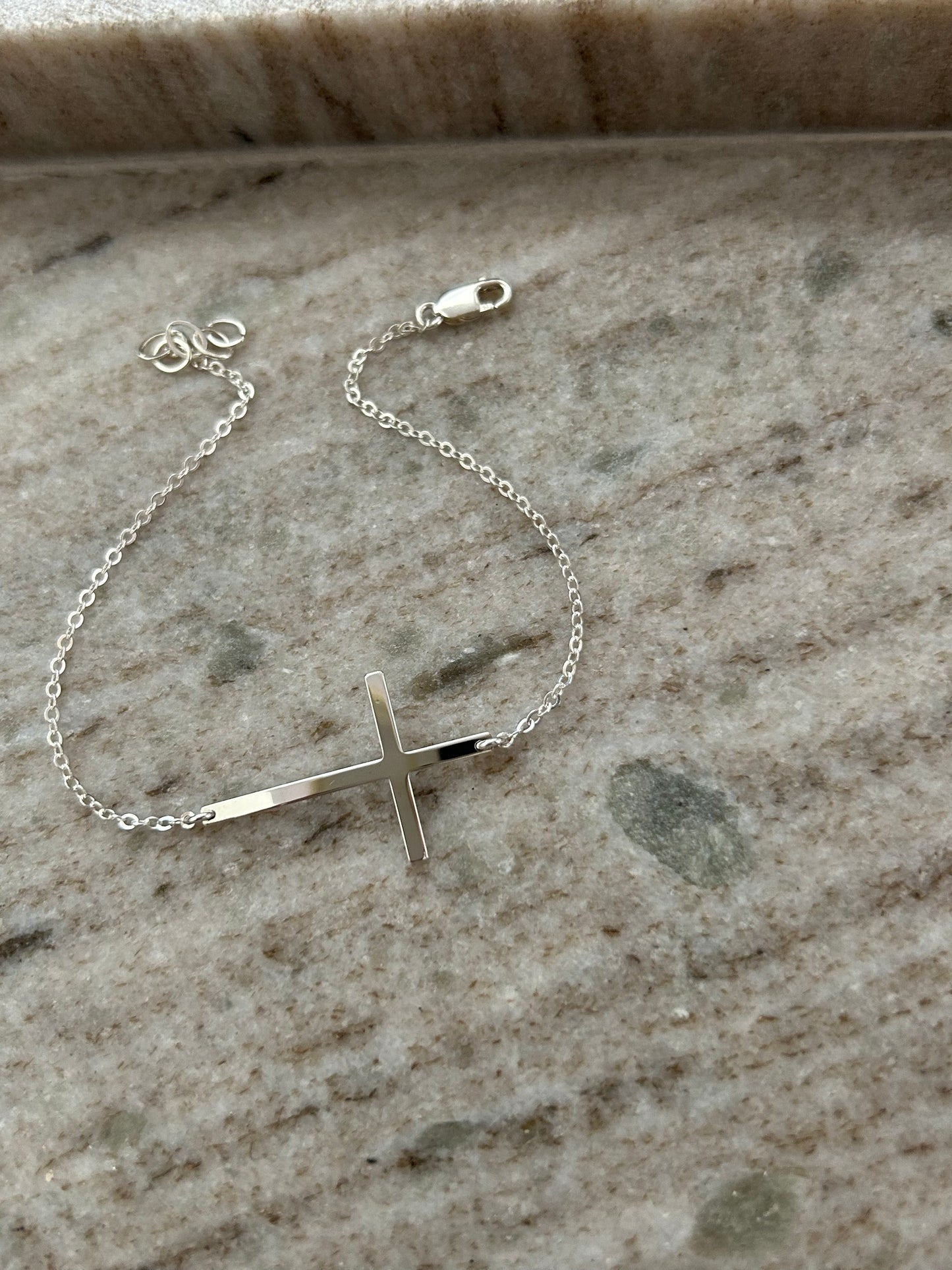 Skinny Sideways Cross Bracelet
