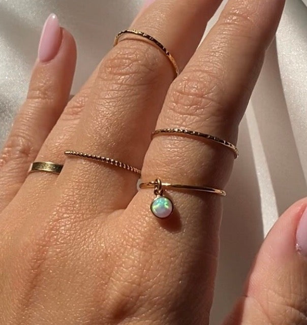Opal Charm Stack Ring