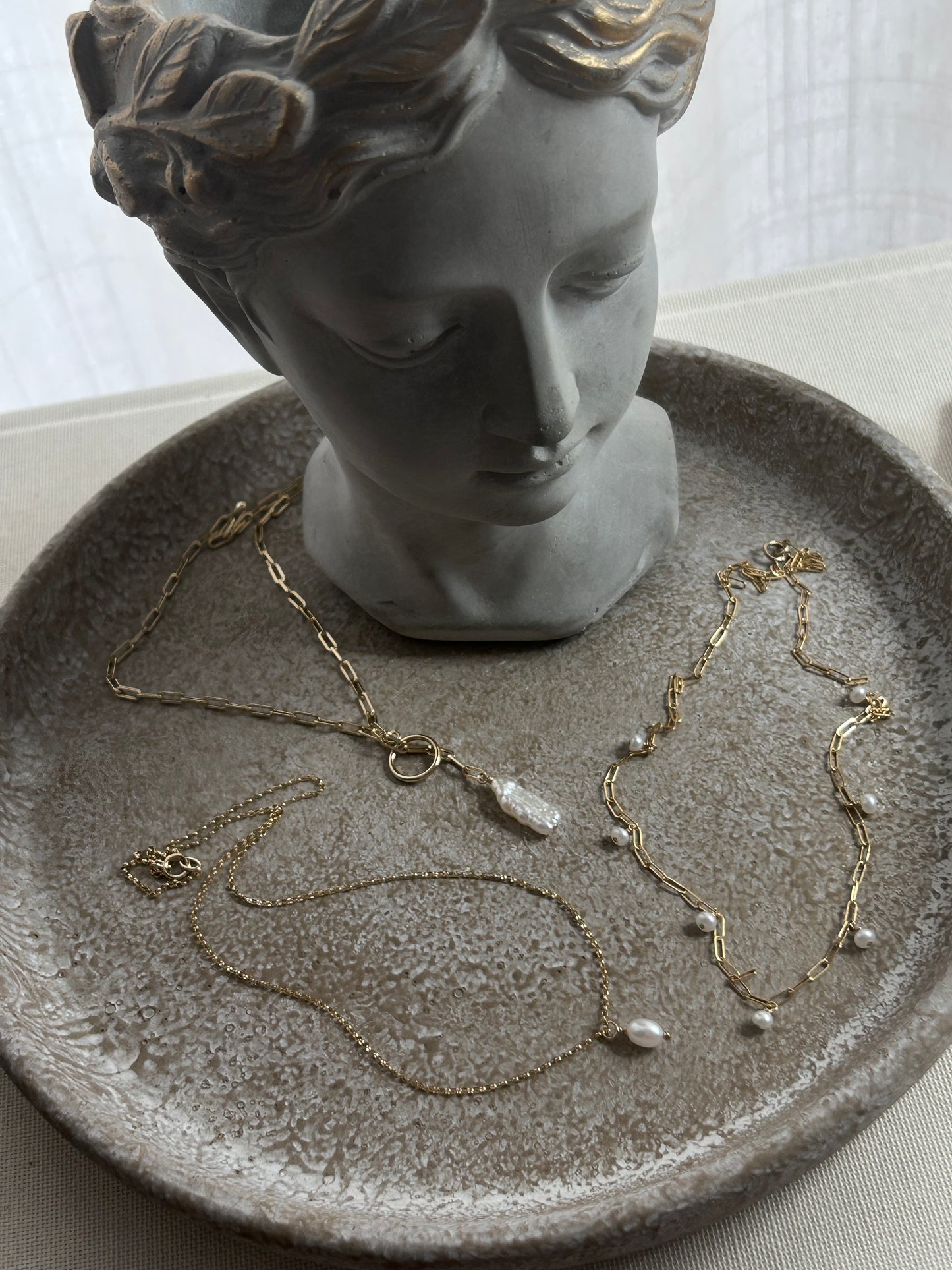 Biwa Pearl Lariat Necklace
