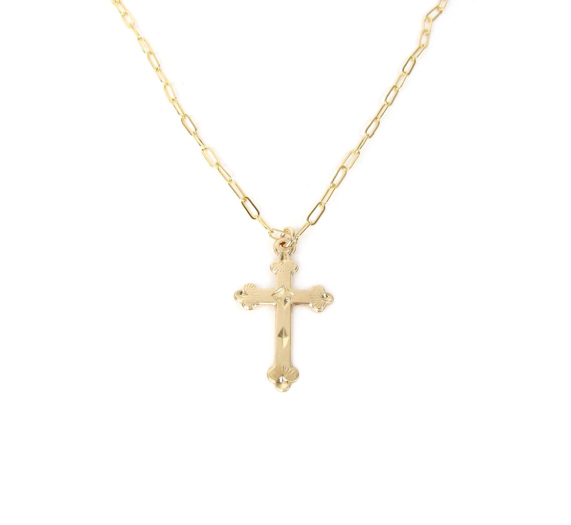 Fancy Diamond Cut Cross Necklace