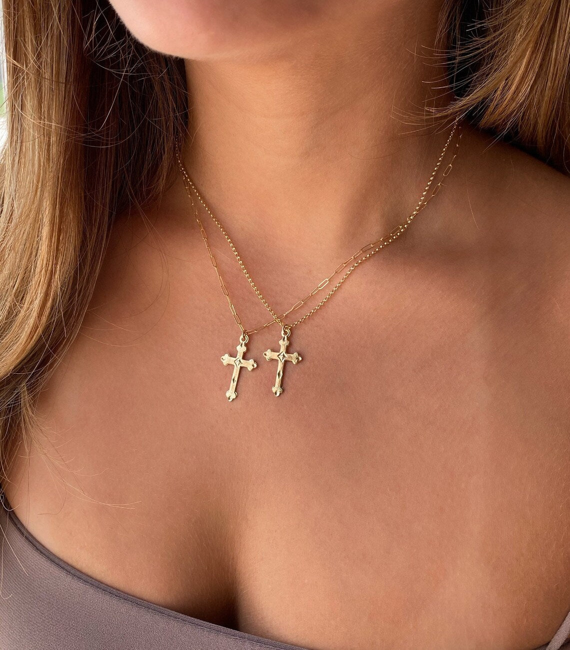 Fancy Diamond Cut Cross Necklace