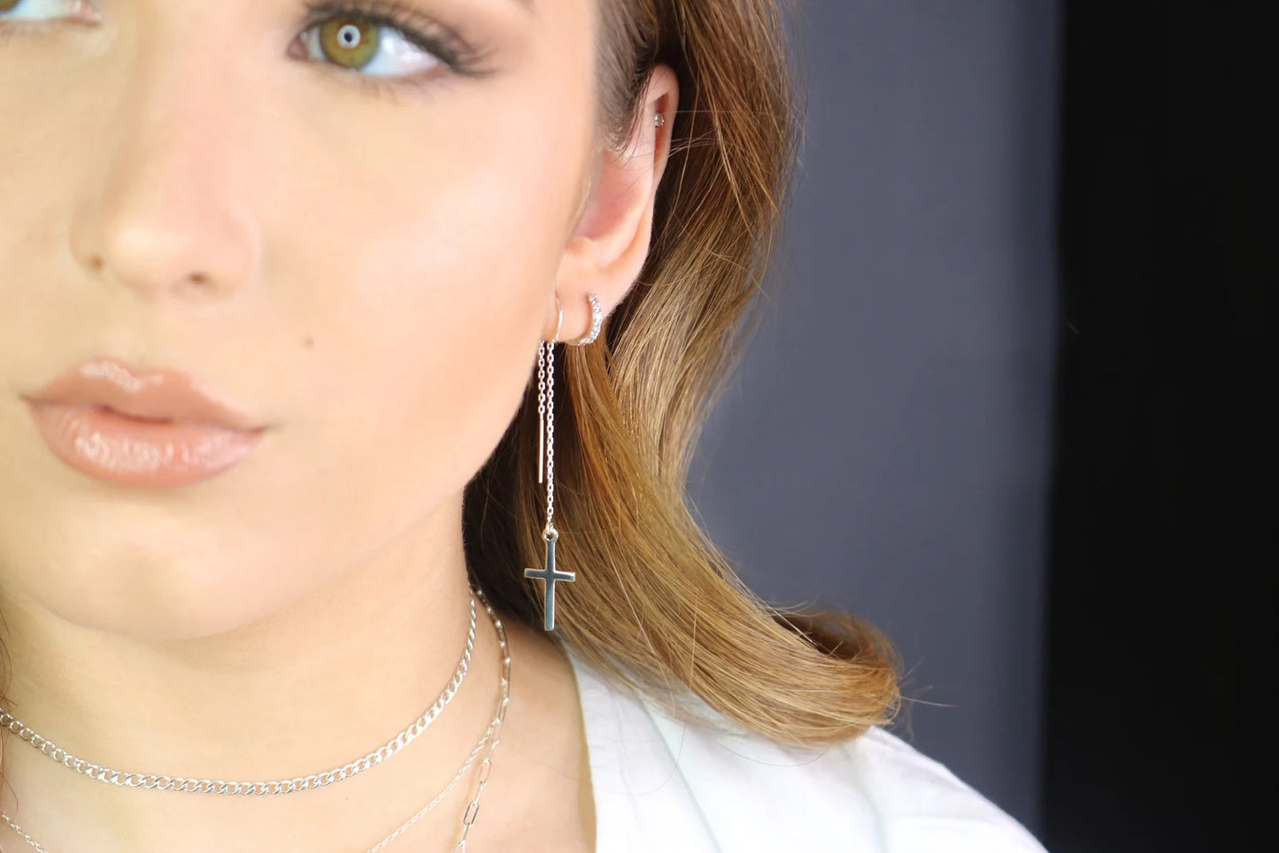 Cross Threader Earrings | Dainty Faith-Inspired Drop Earrings