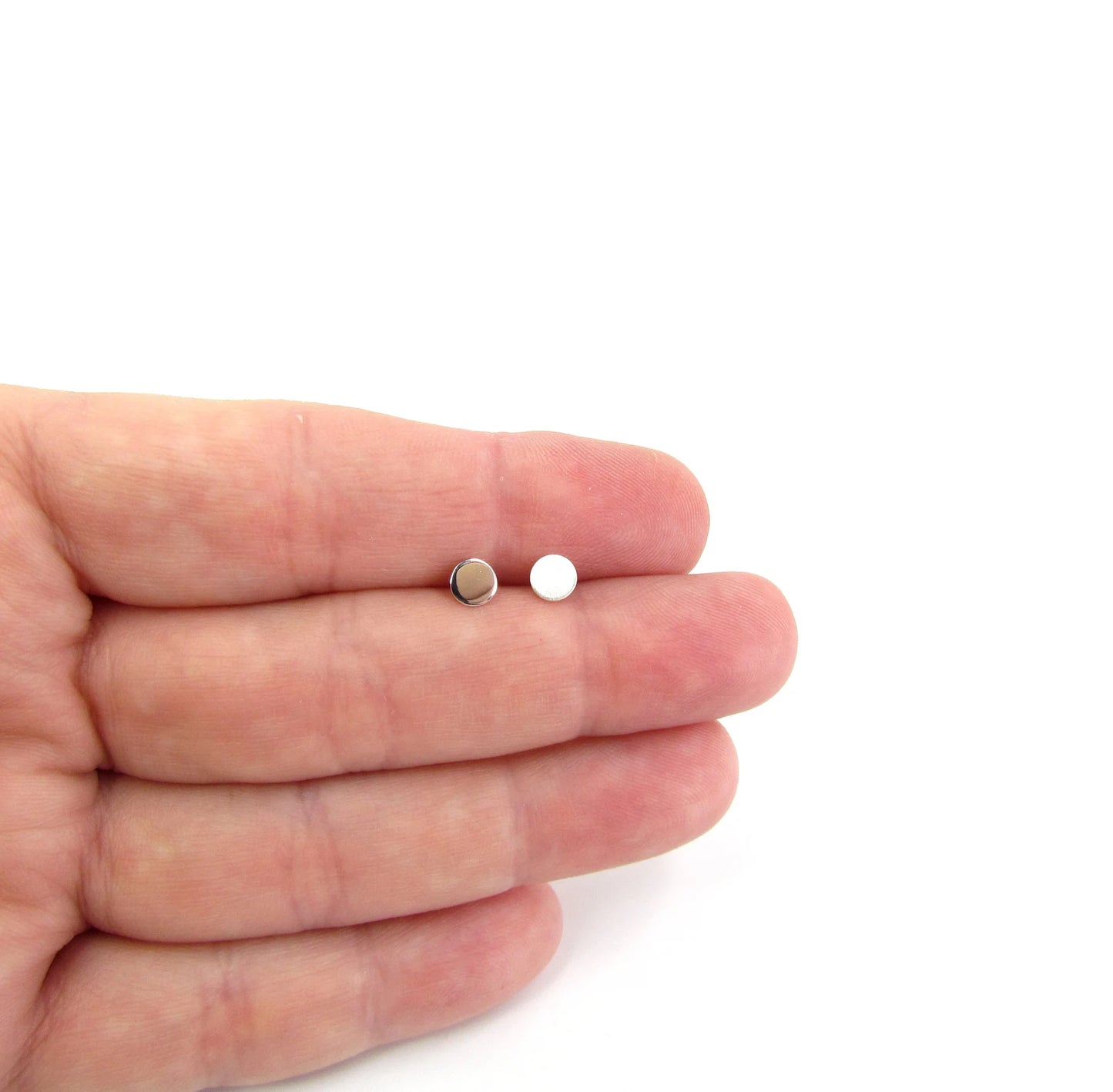 Sterling Silver Disc Stud Earrings | Polished or Matte Finish