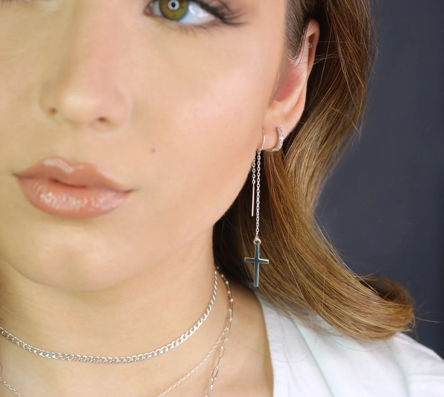 Cross Threader Earrings | Dainty Faith-Inspired Drop Earrings