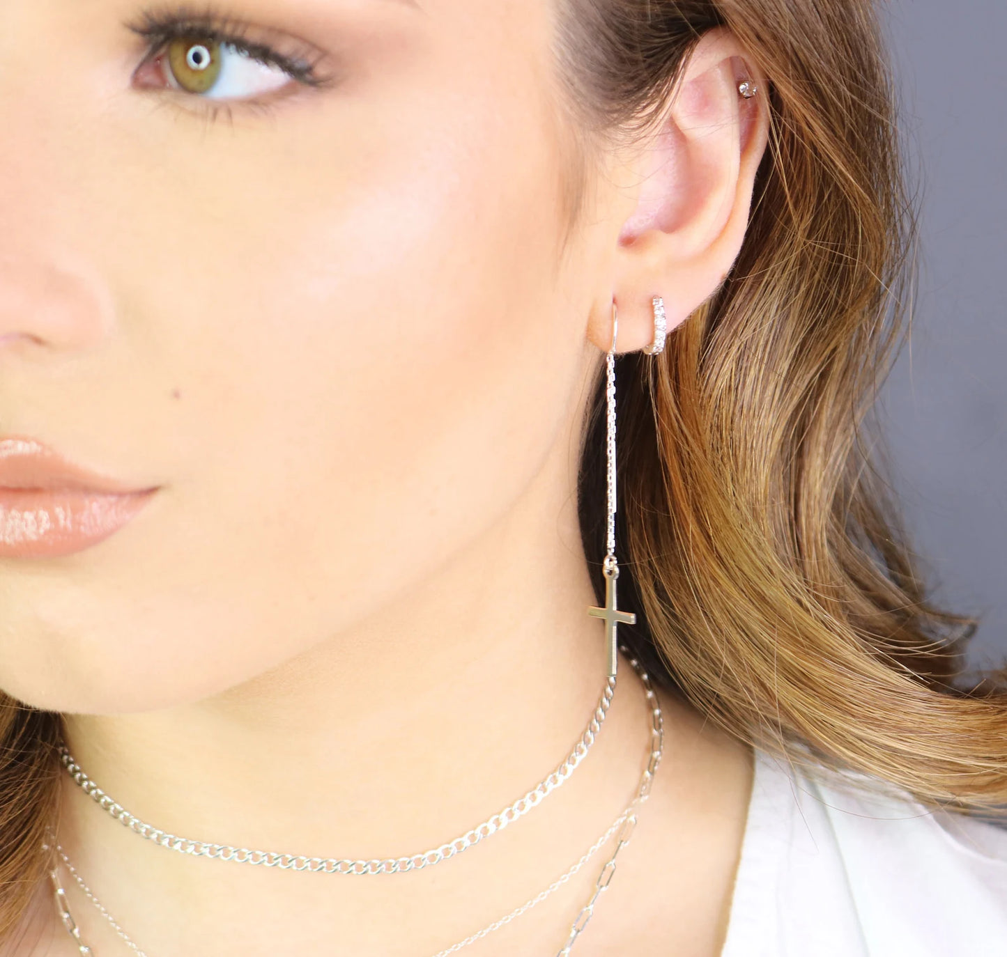Cross Threader Earrings | Dainty Faith-Inspired Drop Earrings