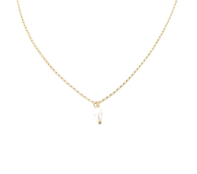 Freshwater Pearl Drop Necklace | Rice Pearl Pendant | Gold Filled or Silver
