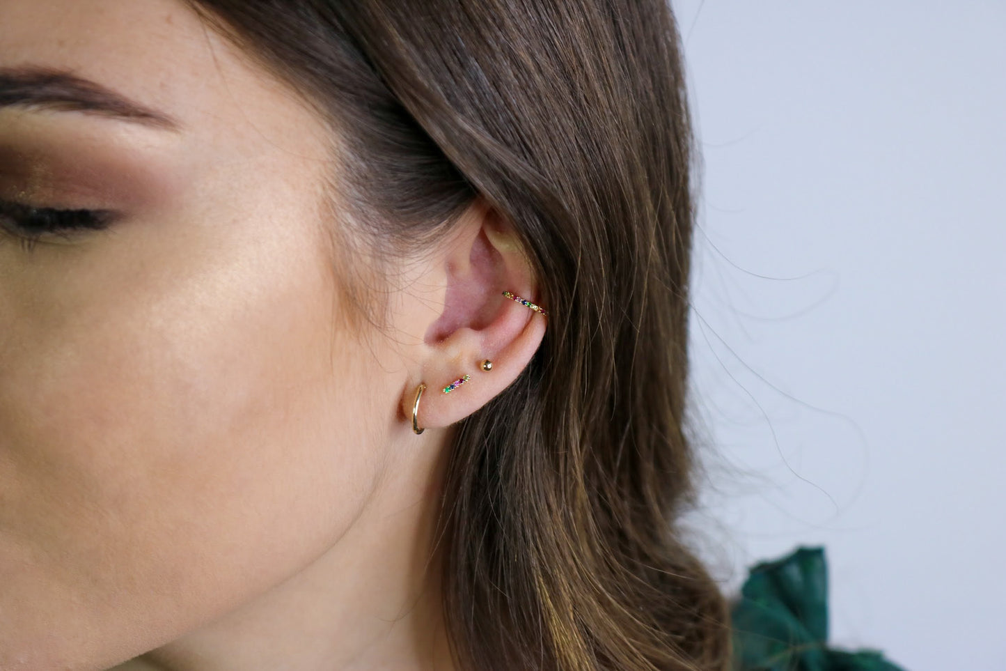 14K Rainbow Mini Bar Earrings
