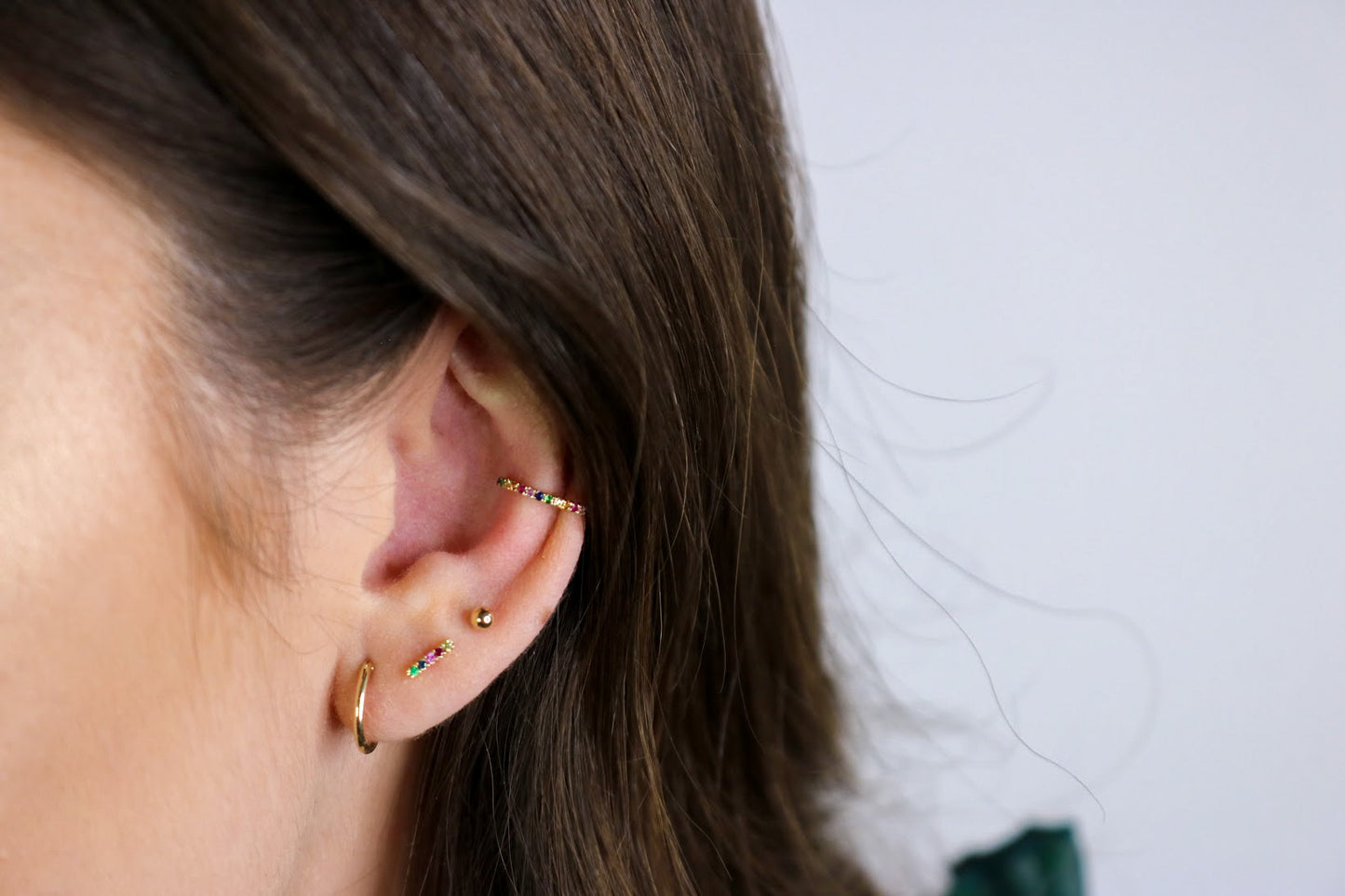 14K Rainbow Mini Bar Earrings