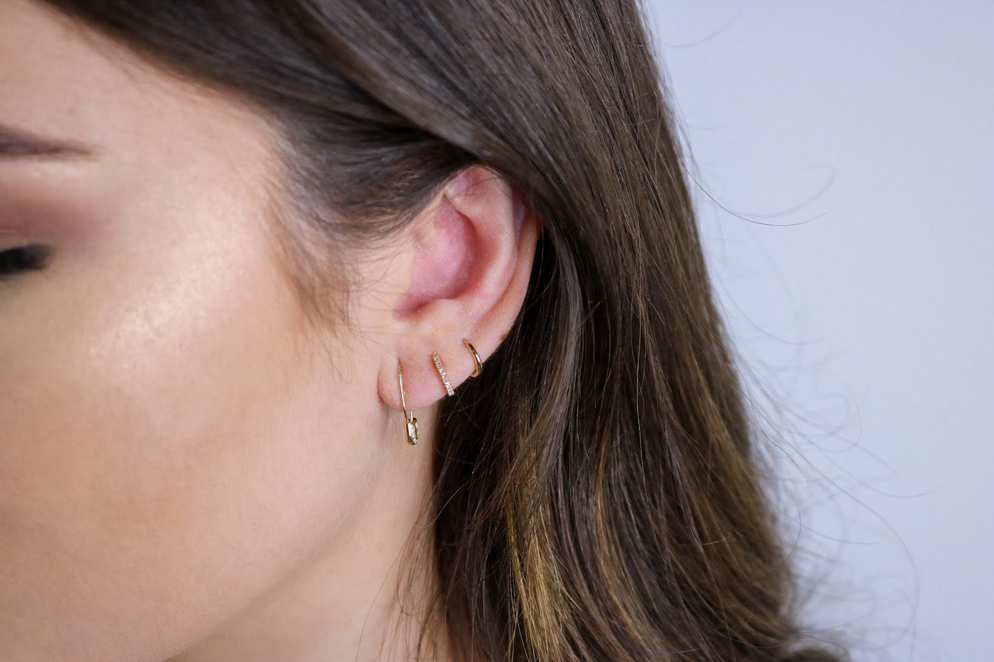 14k Diamond Safety Pin Earring • Single or Pair
