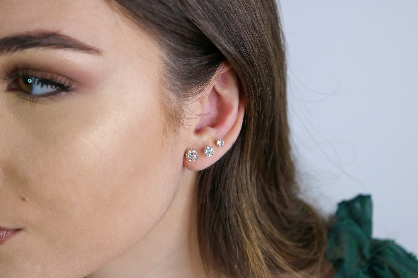 14K Solitaire CZ Studs