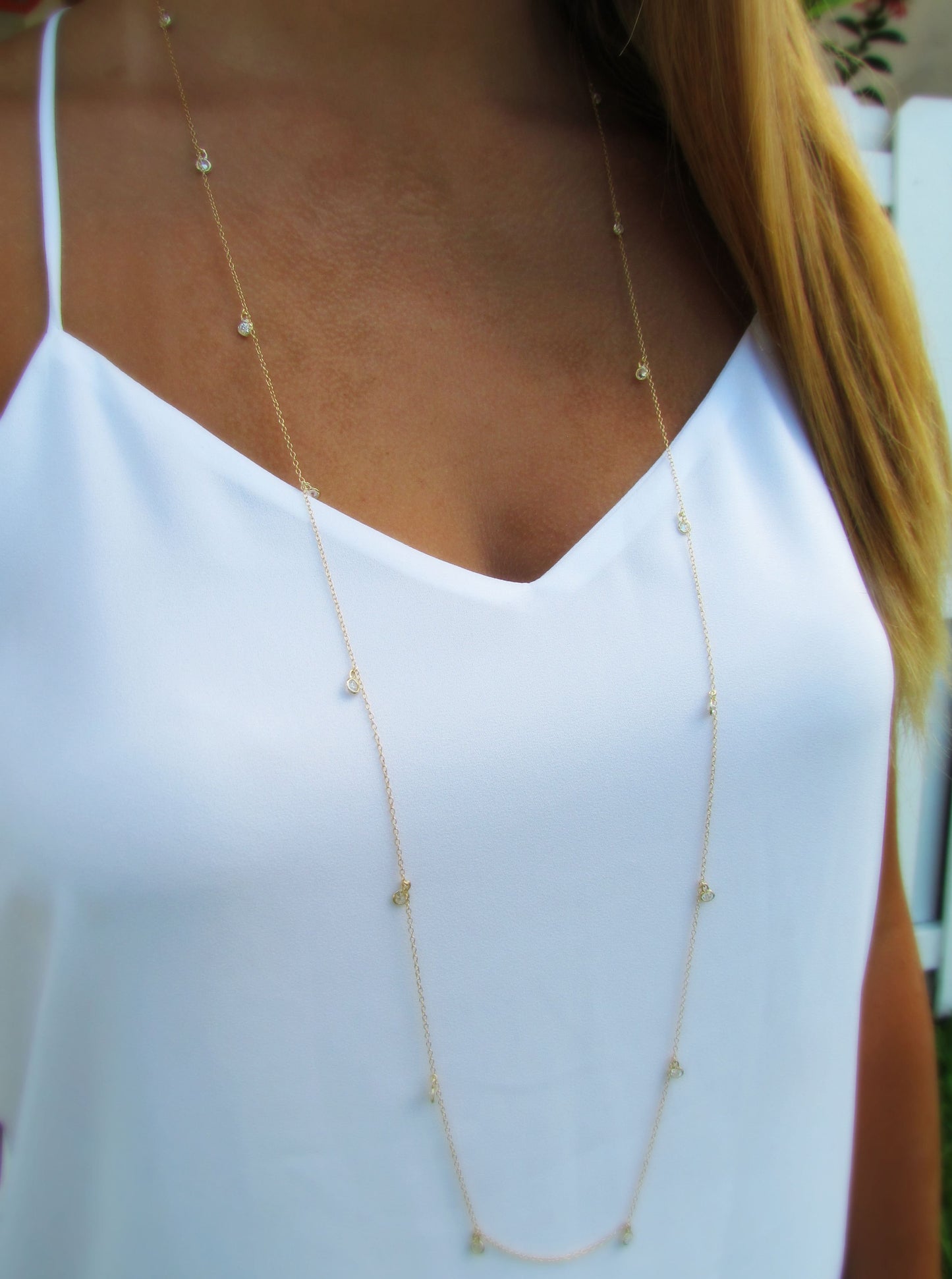 Long Dangling CZ By the Yard Necklace