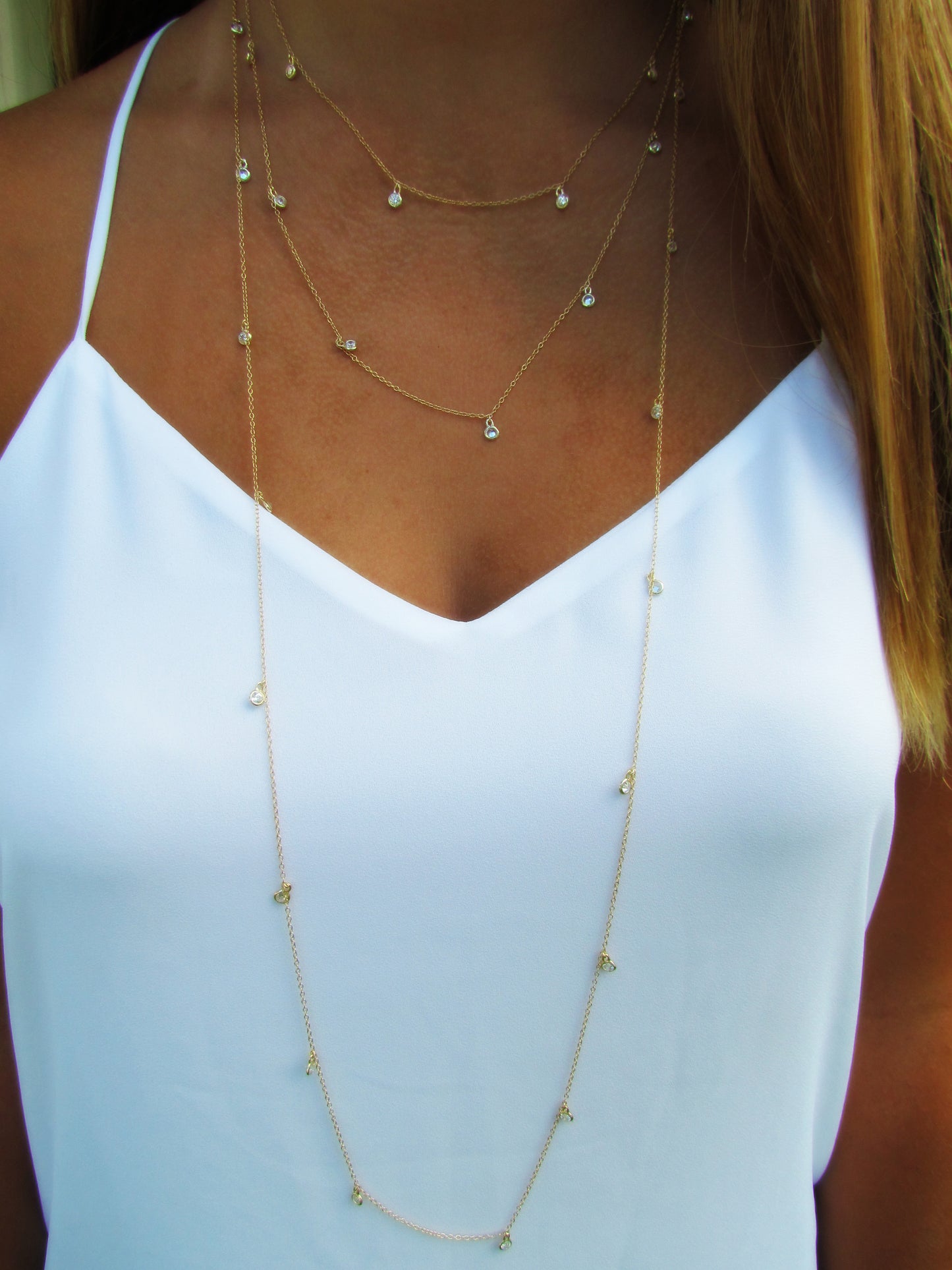 Long Dangling CZ By the Yard Necklace