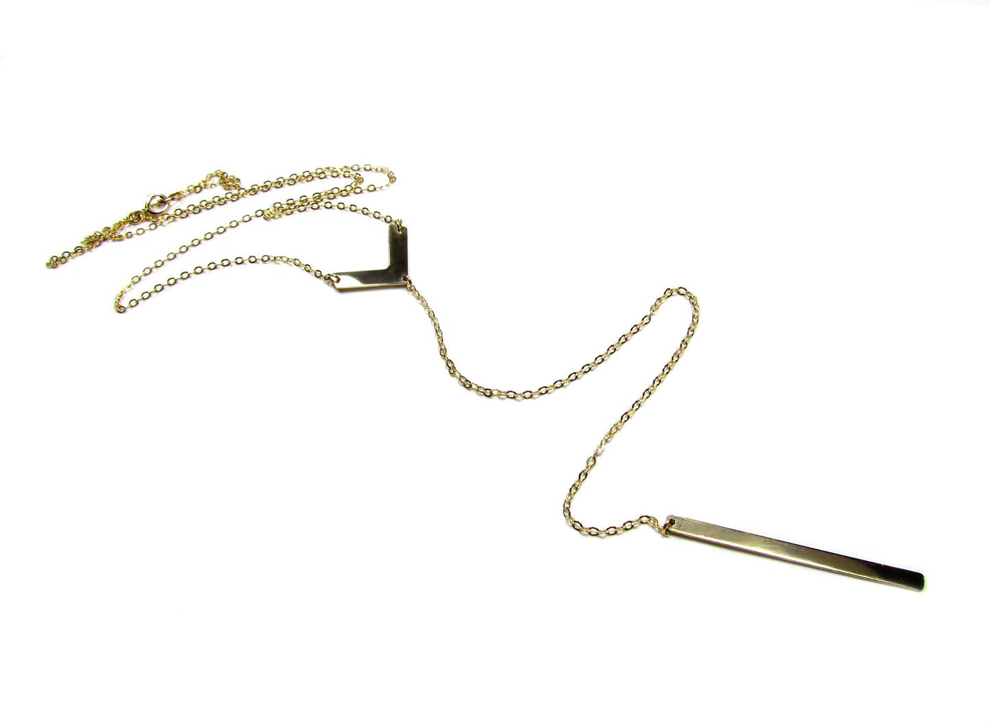 Chevron And Bar Long Y Necklace