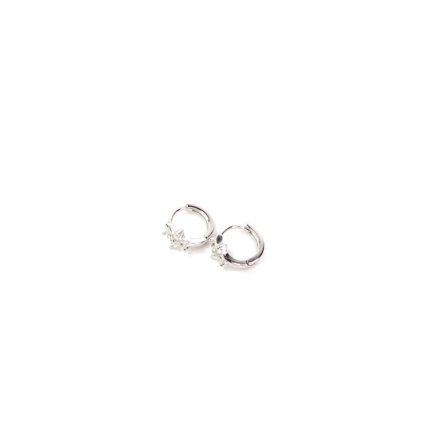 CZ Tiny Flowering Huggie Hoops | Dainty Floral CZ Earrings