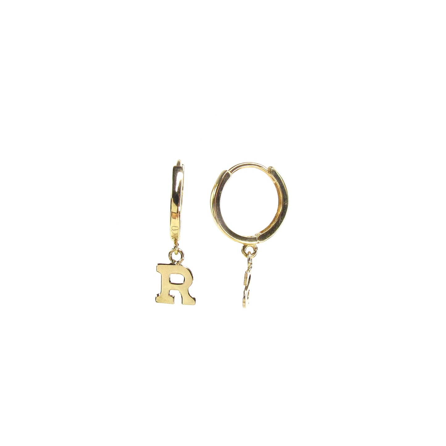 14K Gold Initial Hoop Earrings | Yellow Gold Personalized Letter Earrings