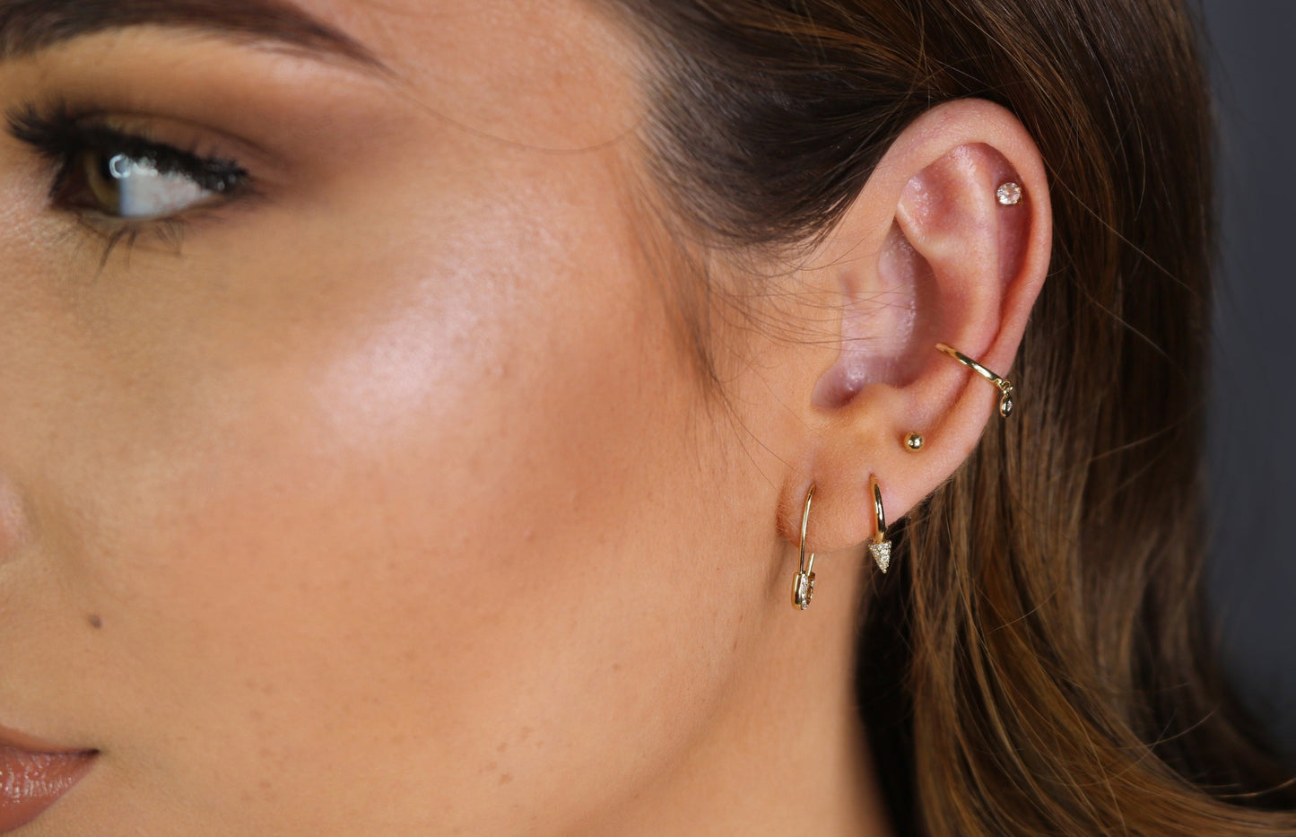 14k Diamond Safety Pin Earring • Single or Pair