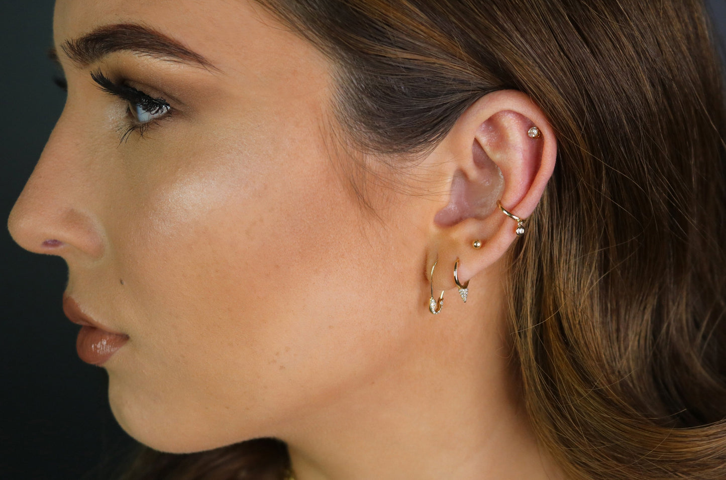 14k Diamond Safety Pin Earring • Single or Pair