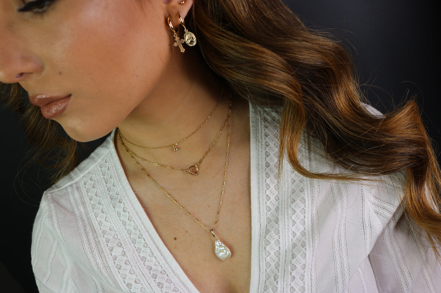 Virgin Mary or St. Christopher Charm Hoop Earrings