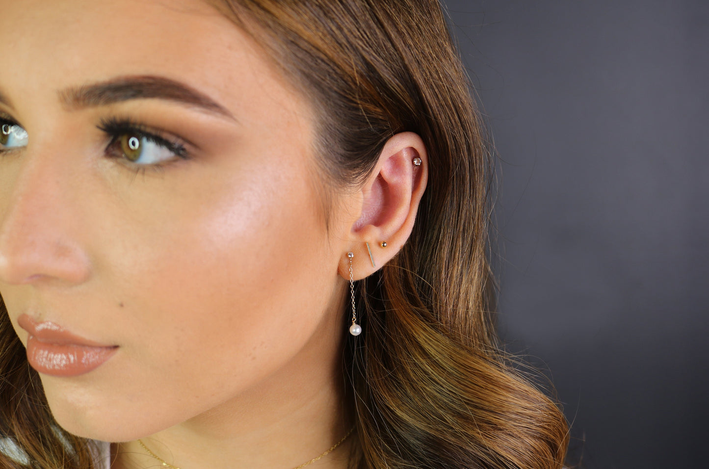 CZ Dangle Pearl Earrings