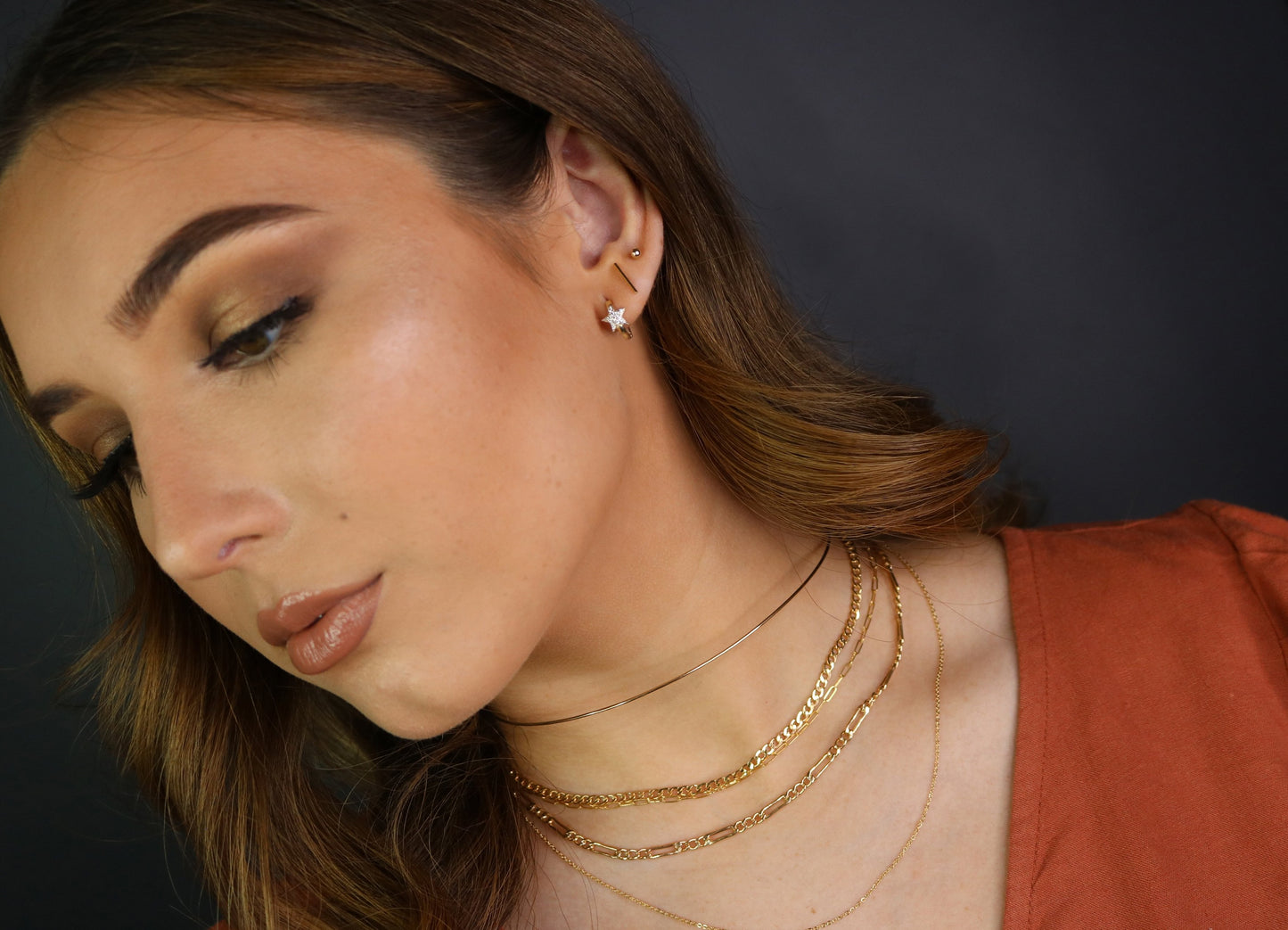 14K Shooting Star CZ Huggie Hoops