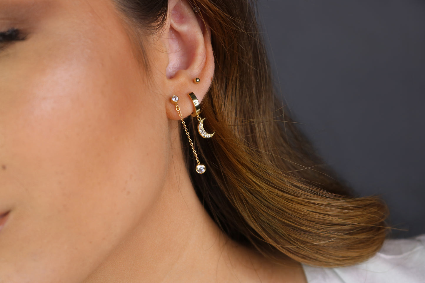 Moon Huggie Hoop Earrings | Celestial Charm Hoops