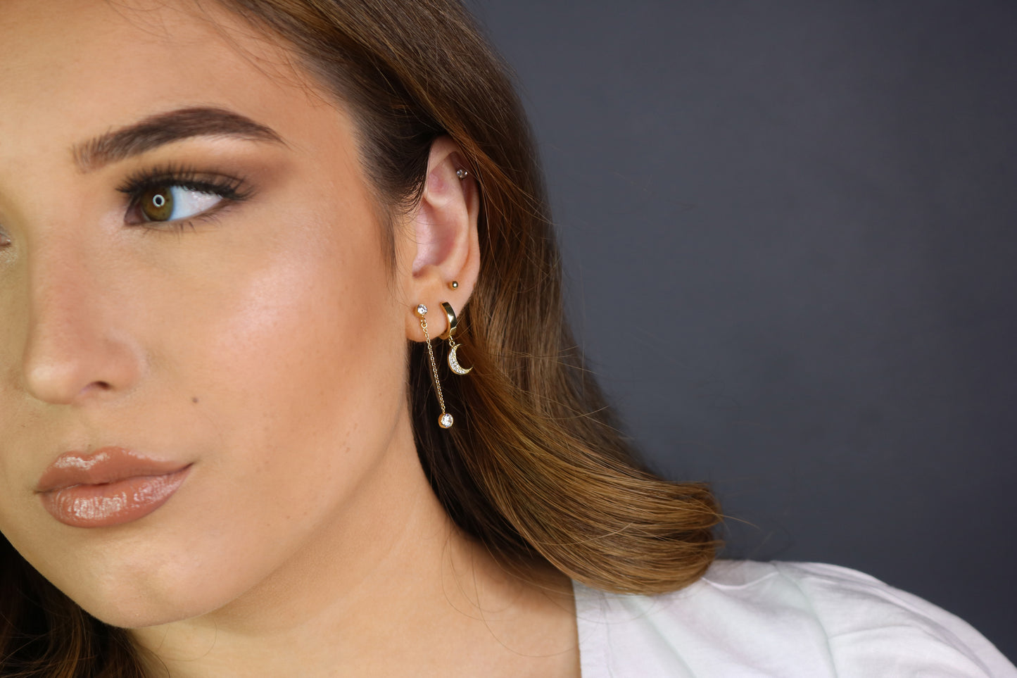 Moon Huggie Hoop Earrings | Celestial Charm Hoops