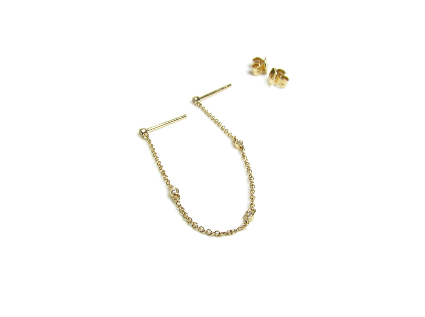 14K Double Diamond Handcuff Chain Earrings