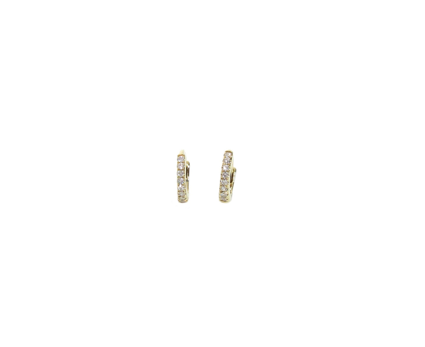 14k Gold Mini Diamond Hoop Earrings | Tiny 7.6mm Pavé Hoops