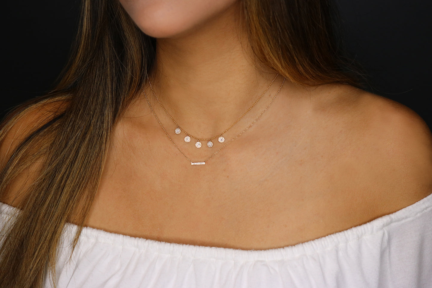 14K Diamond Mini Bar Necklace