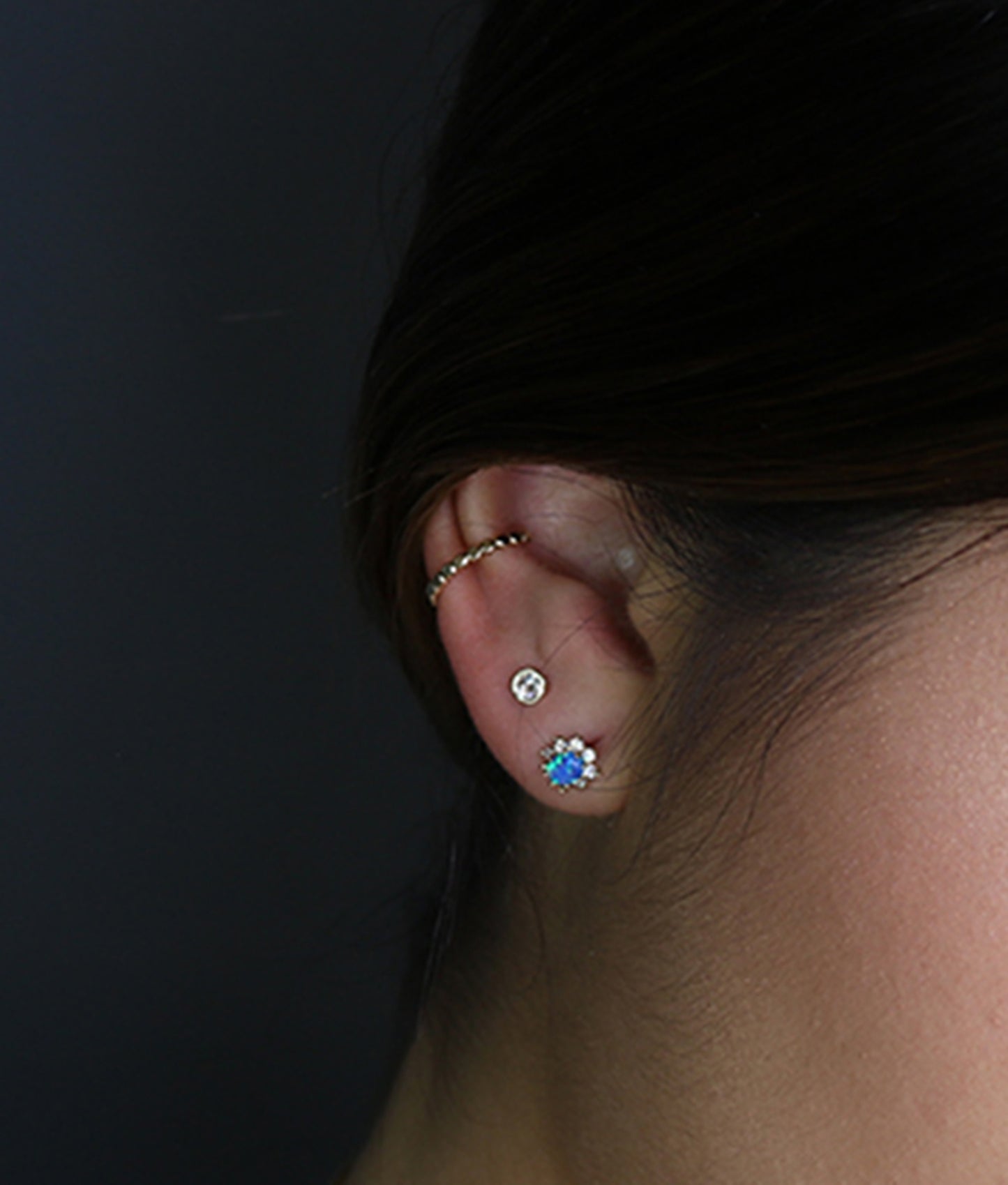 14K Bezel CZ Solitaire Studs