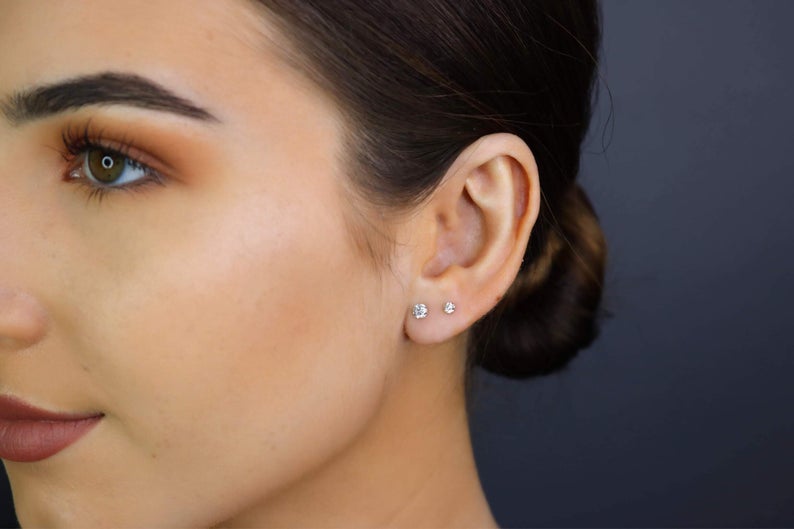 14K Solitaire CZ Studs