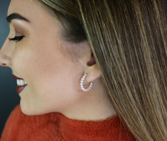 Small Pearl Hoop Earrings