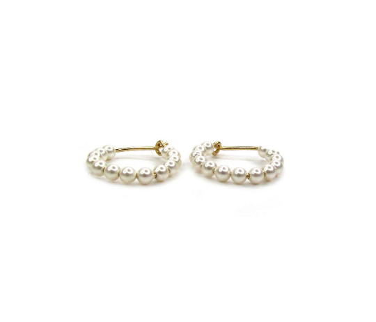 Small Pearl Hoop Earrings