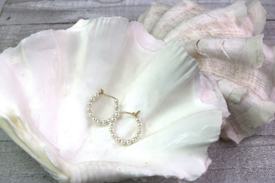 Small Pearl Hoop Earrings