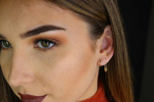 14K Rainbow Mini Bar Earrings