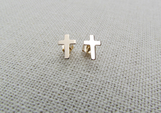 14K Cross stud Earrings