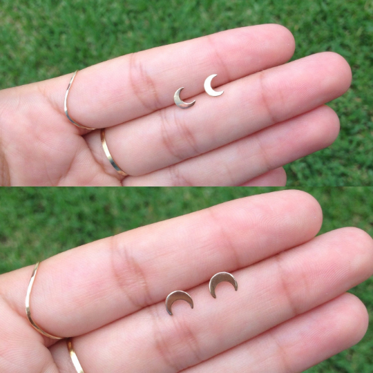 14K Crescent Moon Stud Earrings