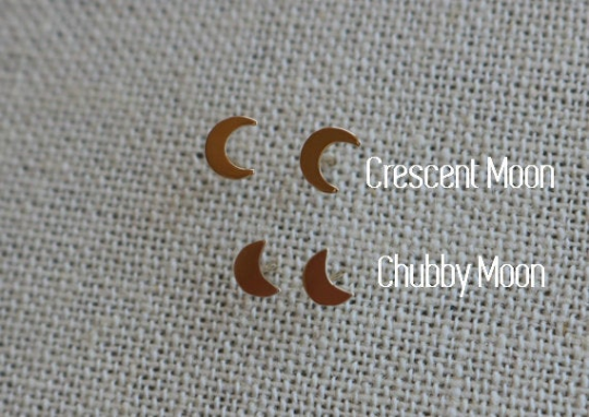 14K Crescent Moon Stud Earrings
