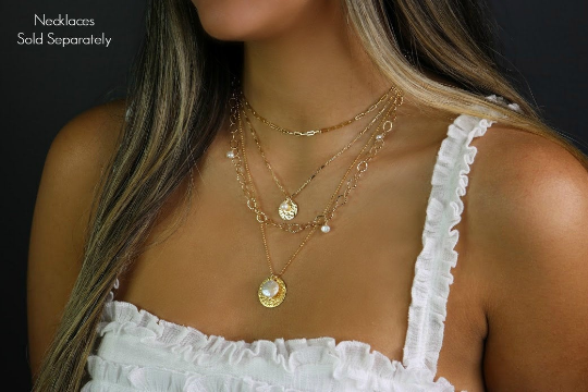Coin Pearl & Hammered Disc Necklace