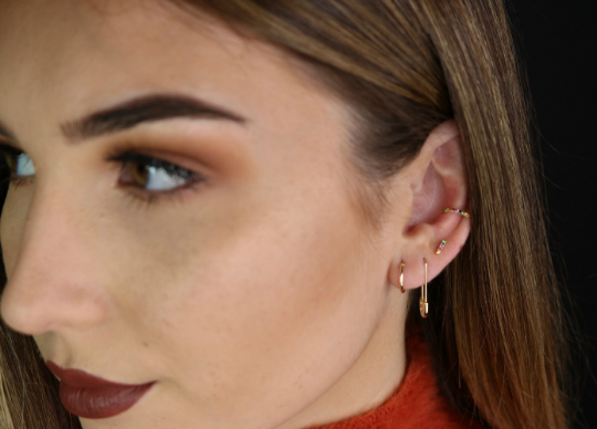 14K Safety Pin Earring