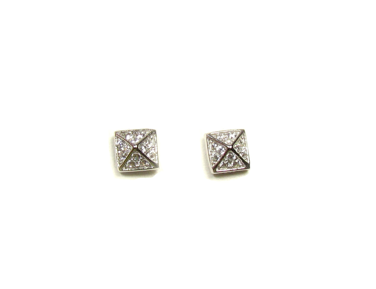 Tiny CZ Pyramid Stud Earrings