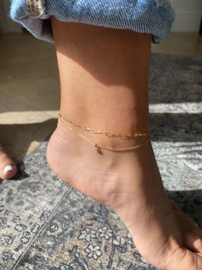 Dainty Paperclip Chain Anklet | Minimalist Anklet