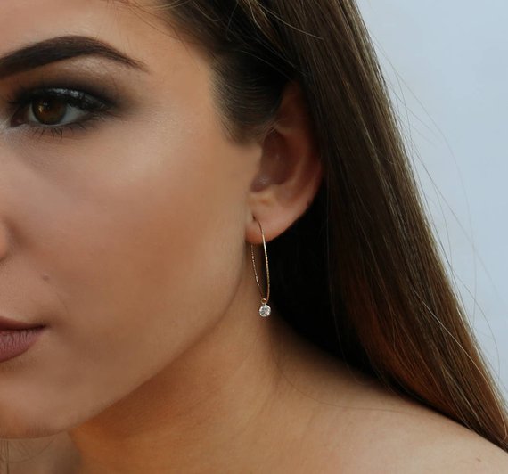 Sparkle Hoop Earrings with Dangling CZ Stones | Elegant Gold & Silver Hoops