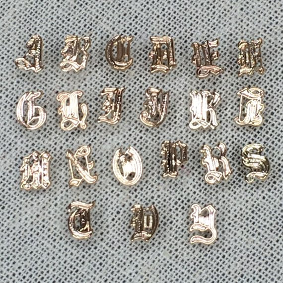 14K Old English Initial Stud Earrings