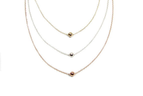 Tiny Hammered Sphere Necklace