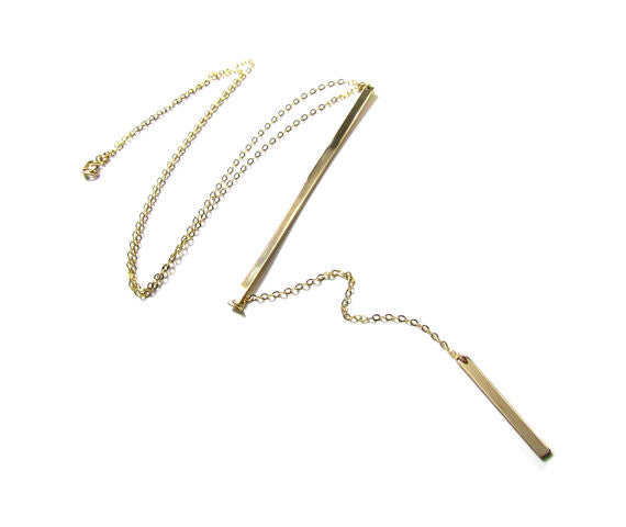 Double Bar Long Y Necklace