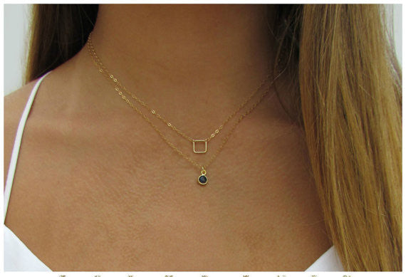 Tiny Open Square Geometric Necklace
