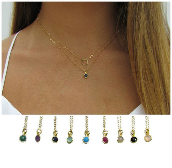 Tiny Open Square Geometric Necklace