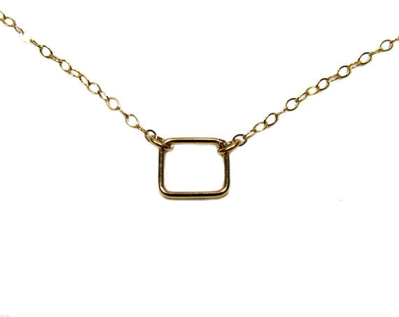 Tiny Open Square Geometric Necklace